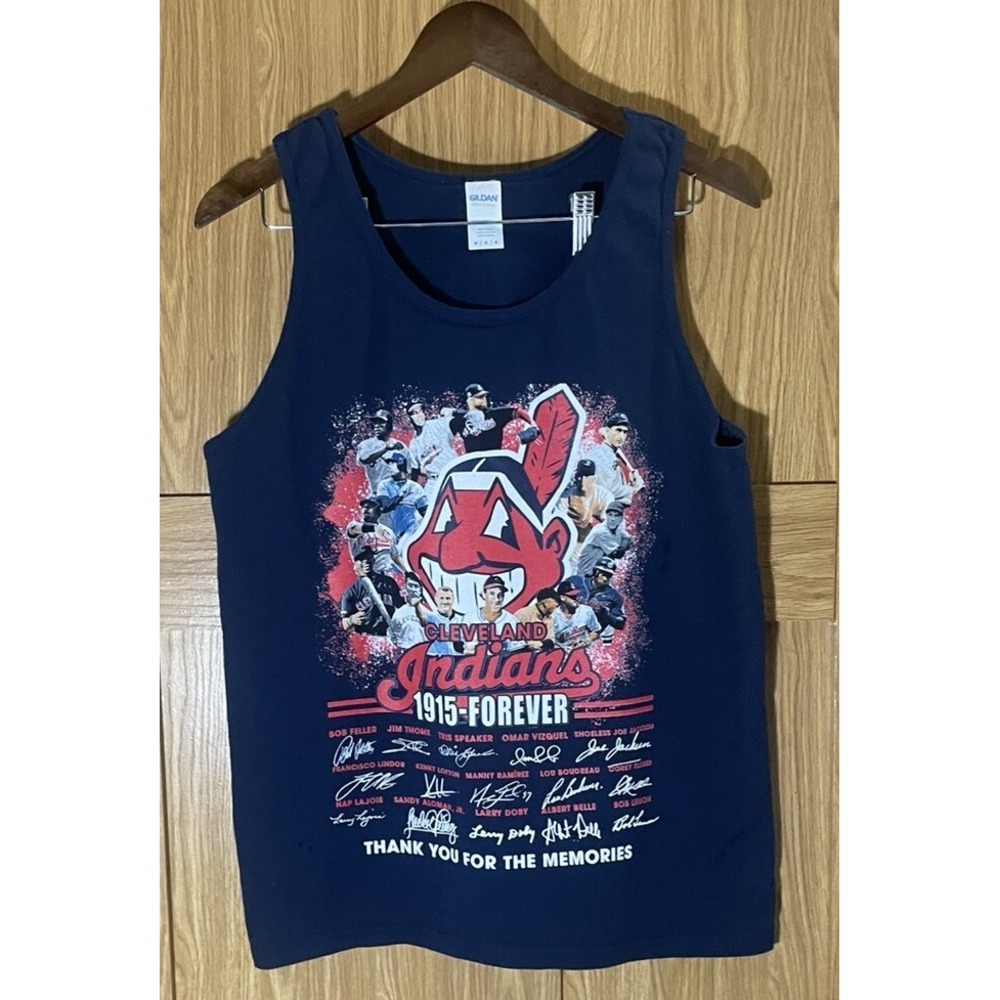 Gildan Cleveland Indians 1915- Forever Men's‎ Blue Med Tank Top